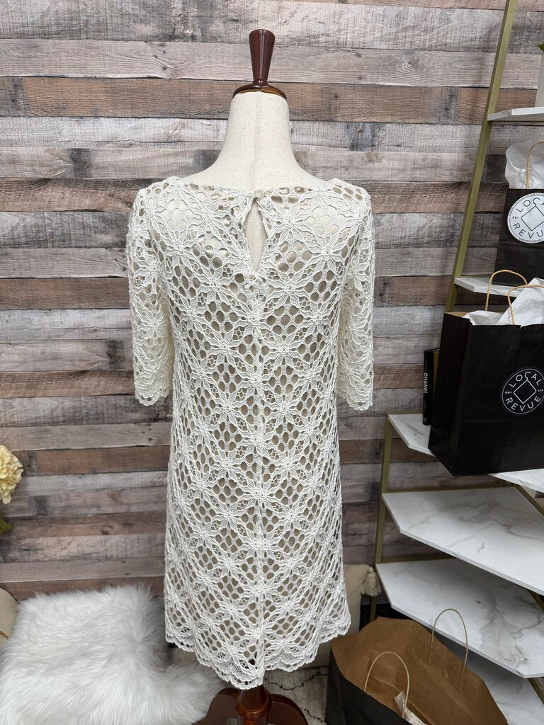 JAX White Crochet Lace Shift Dress