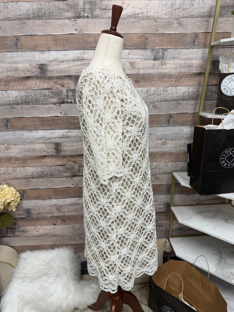 JAX White Crochet Lace Shift Dress