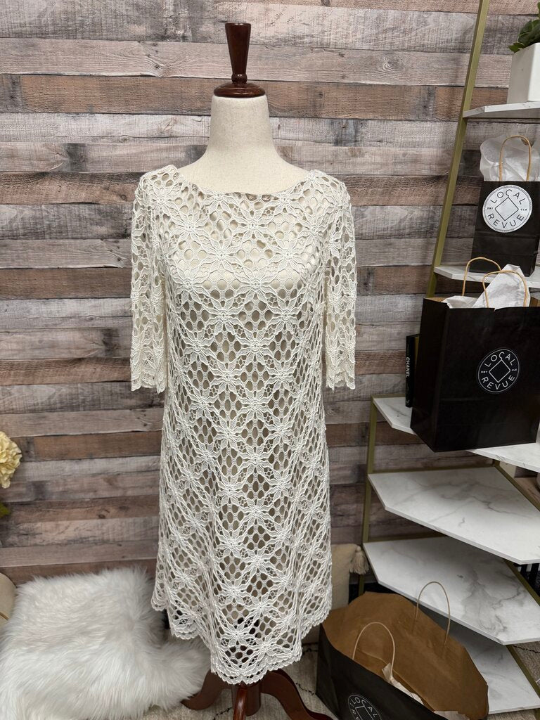 JAX White Crochet Lace Shift Dress
