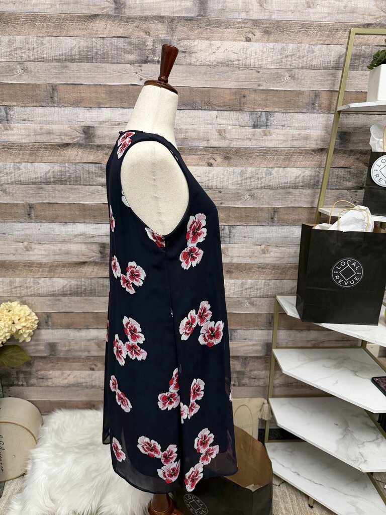 Tommy Hilfiger Navy w/Red&Pink Flowers Trapeze Dress