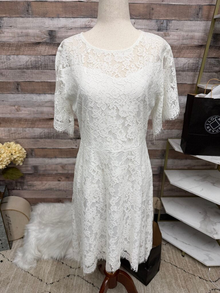 DWWAW White Lace Short Sleeve Dress