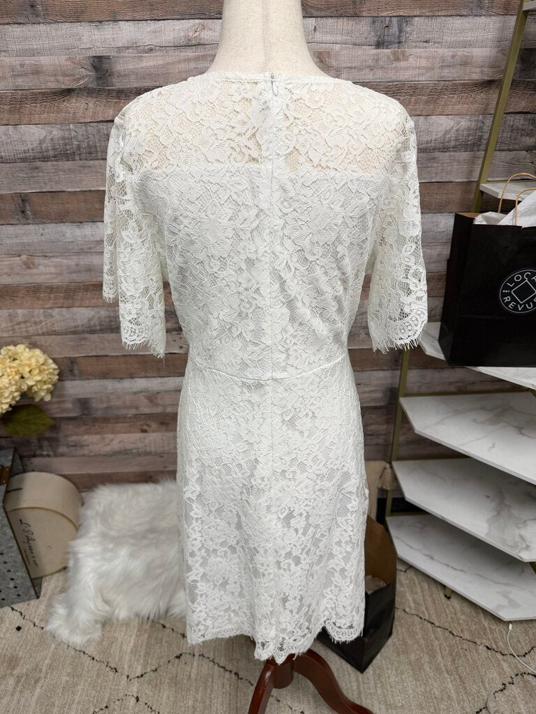 DWWAW White Lace Short Sleeve Dress