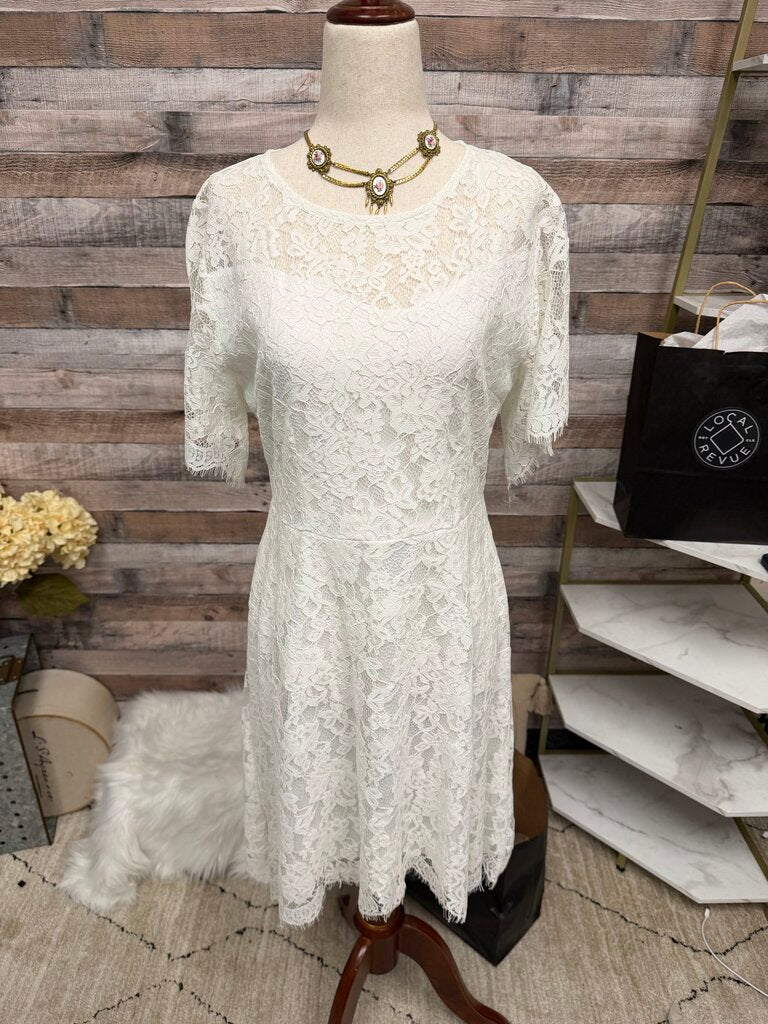 DWWAW White Lace Short Sleeve Dress