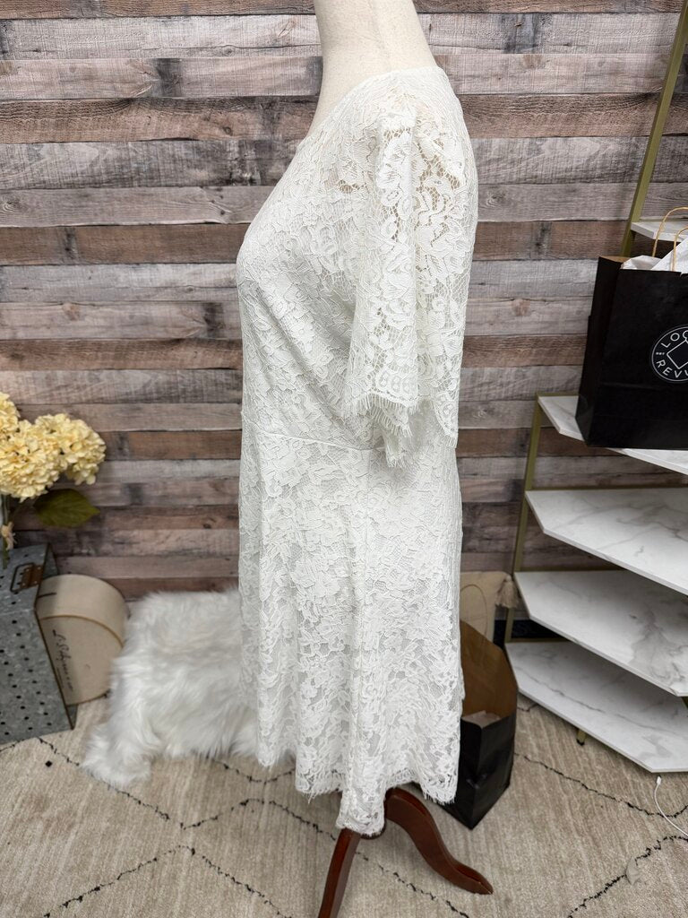 DWWAW White Lace Short Sleeve Dress