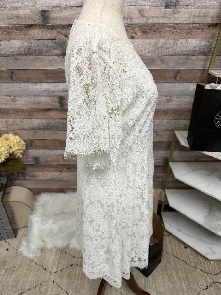 DWWAW White Lace Short Sleeve Dress