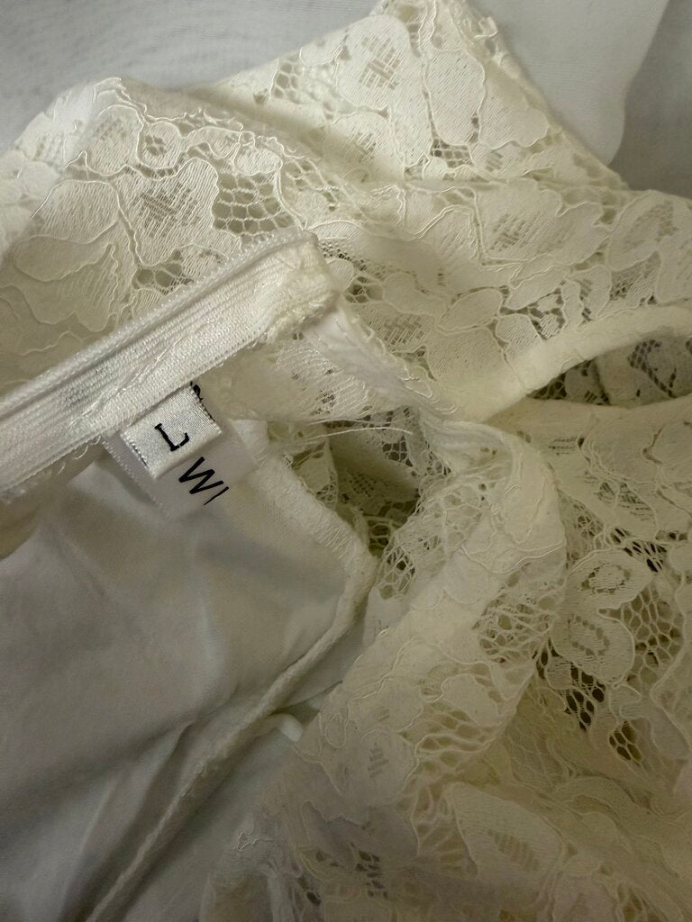 DWWAW White Lace Short Sleeve Dress