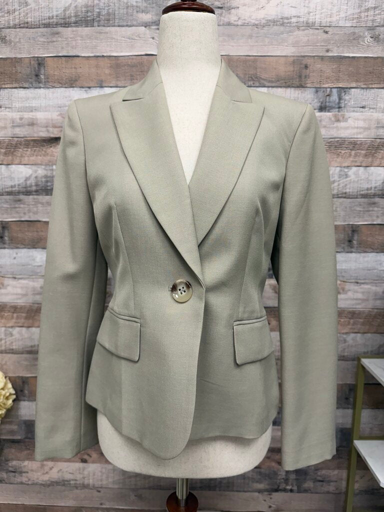 Kasper Khaki Notch Collar Single Breasted Blazer