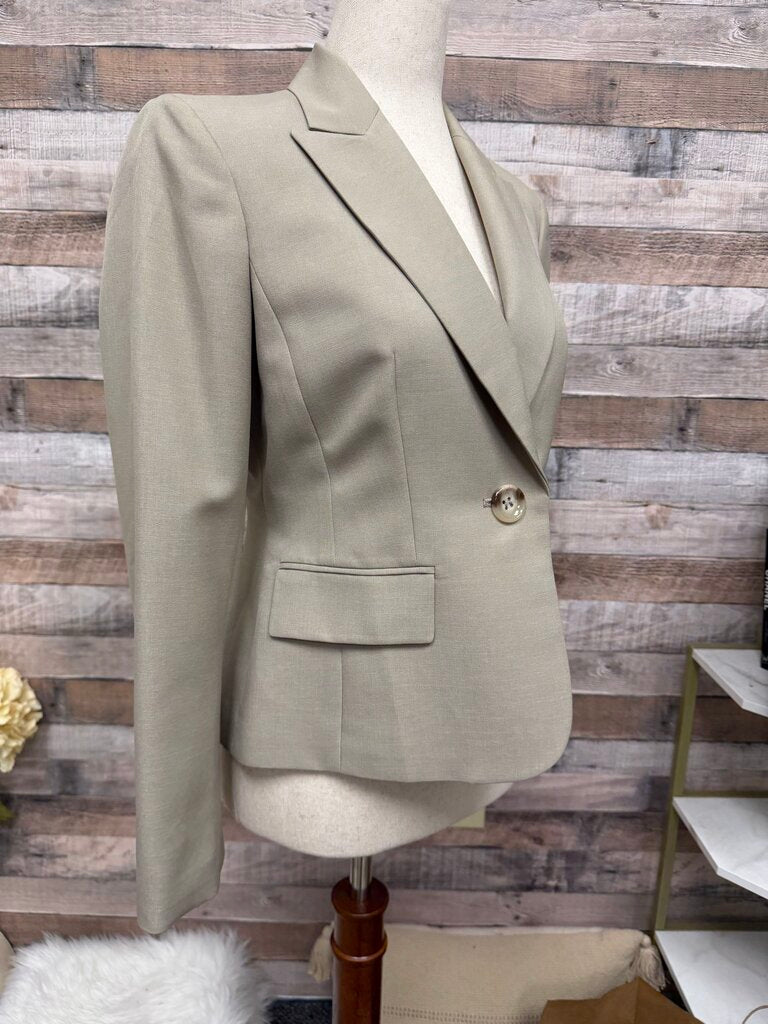 Kasper Khaki Notch Collar Single Breasted Blazer