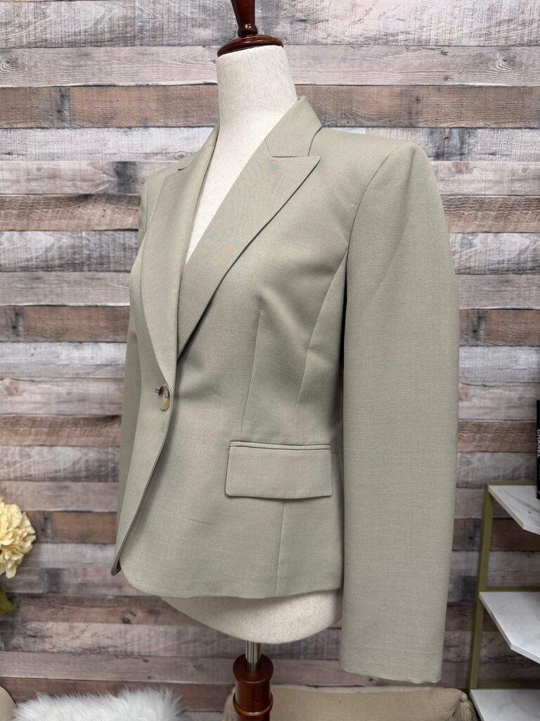 Kasper Khaki Notch Collar Single Breasted Blazer