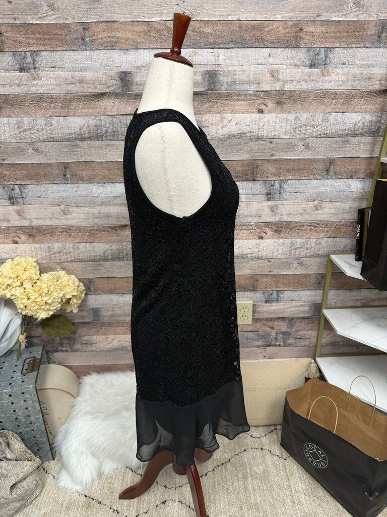 Tiana B Black lace Overlay Sleeveless Chiffon Hem Dress