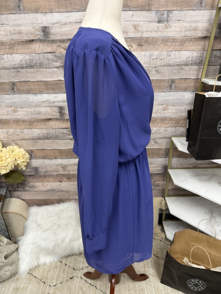 BCBGeneration Purple Chiffon Long sleeve Wrap Dress