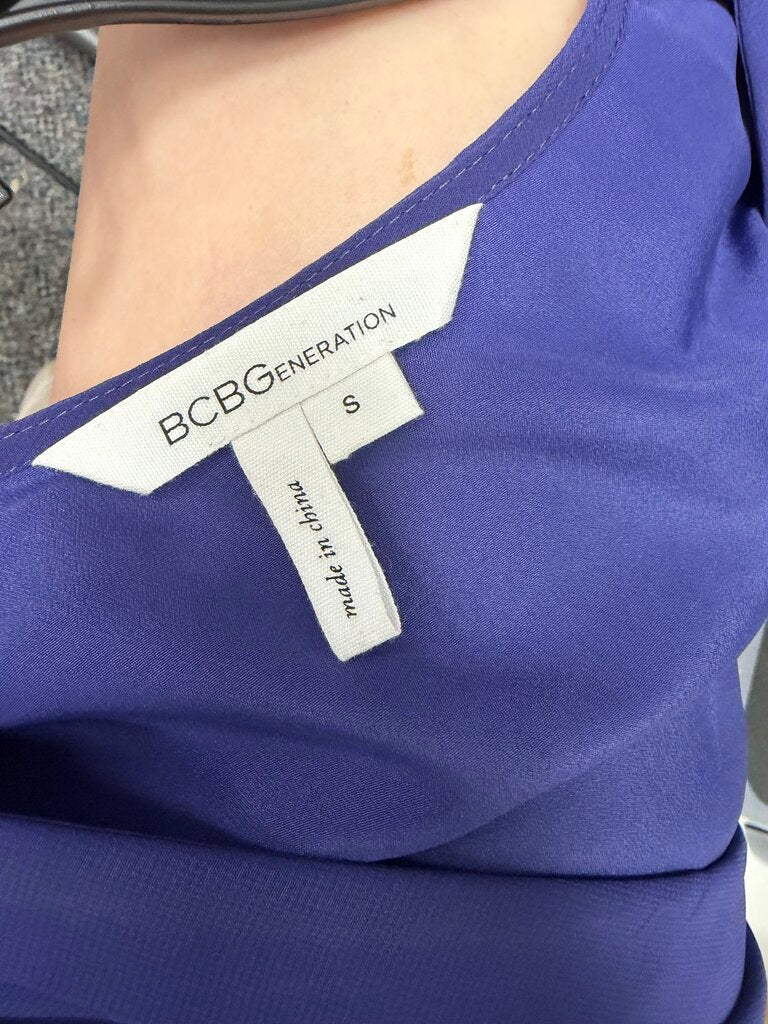 BCBGeneration Purple Chiffon Long sleeve Wrap Dress