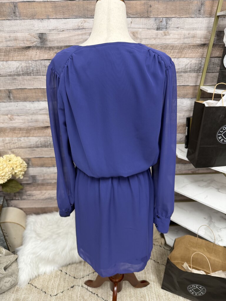 BCBGeneration Purple Chiffon Long sleeve Wrap Dress