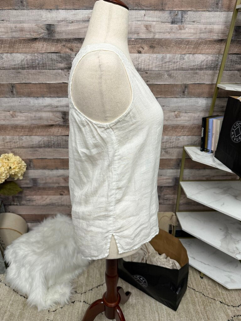 Cynthia Rowley White Linen V-Neck Sleeveless