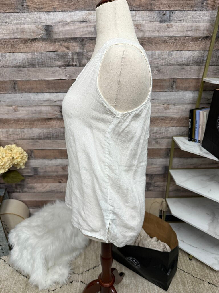 Cynthia Rowley White Linen V-Neck Sleeveless