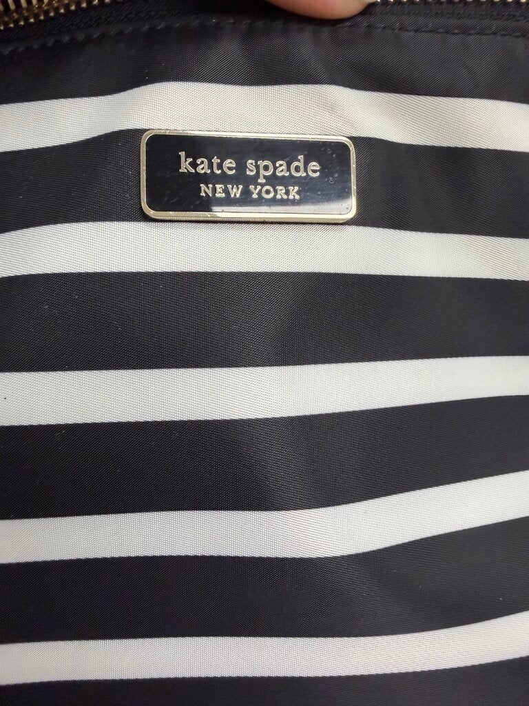 Kate Spade Black & White Stripe Nylon Gold Zip Tote