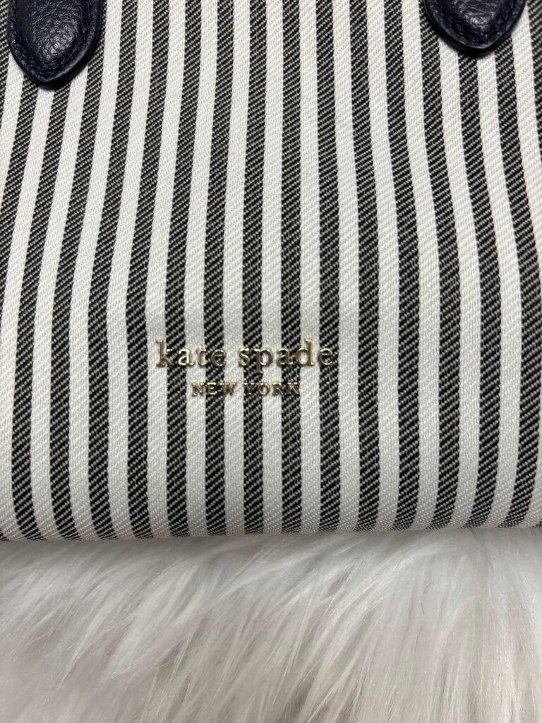 Kate Spade Navy & White Striped Canvas & Leather Mini Satchel