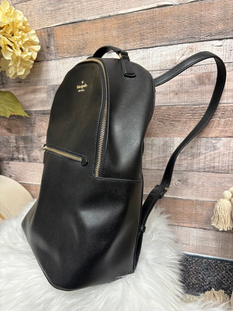 Kate Spade Black Leather Medium Backpack w/Gold Hardware