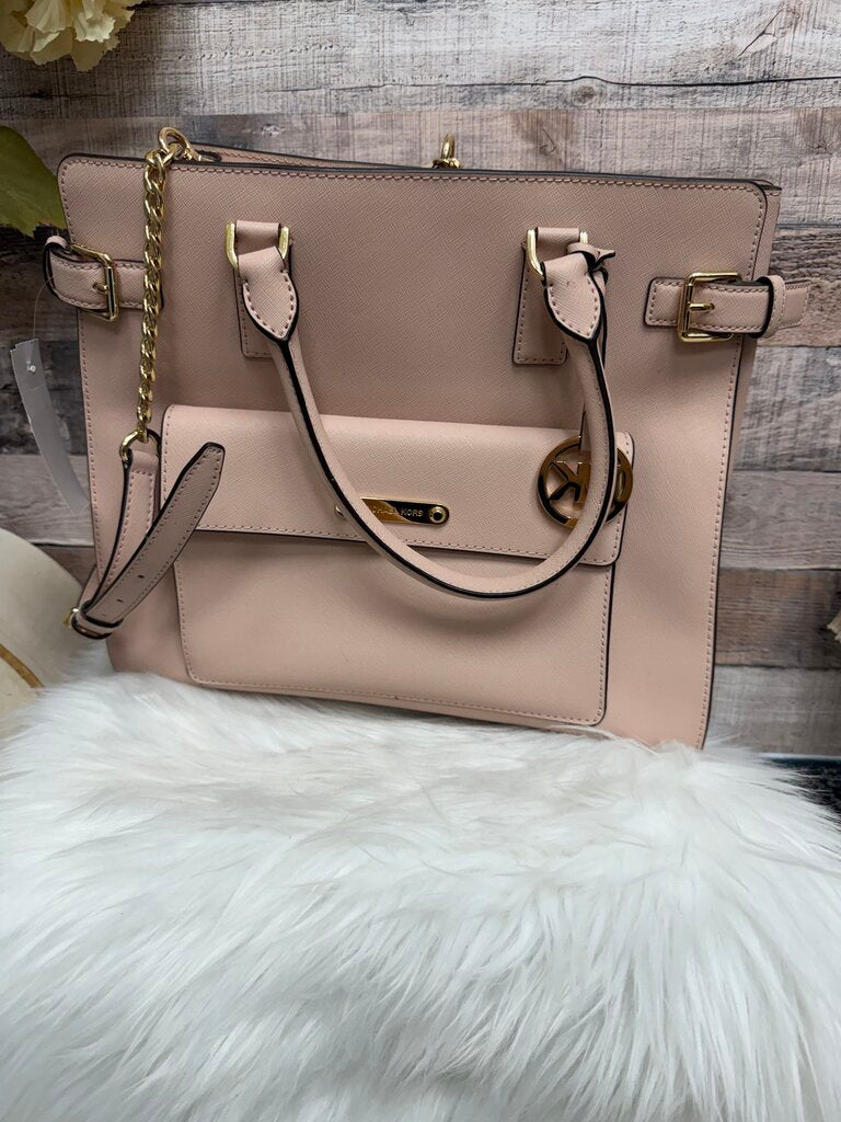 Michael Kors Pink Saffiano Leather Quinn Satchel w/Gold Hardware