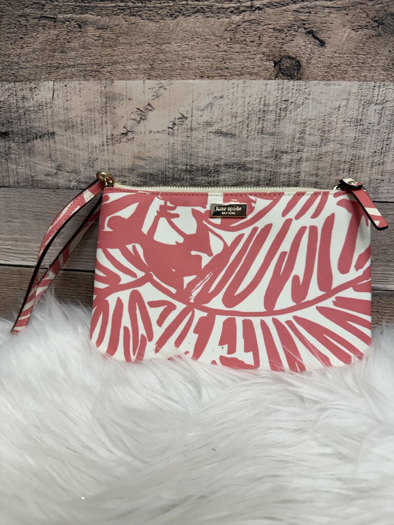 Kate Spade Coral & Cream Palm Print Wristlet