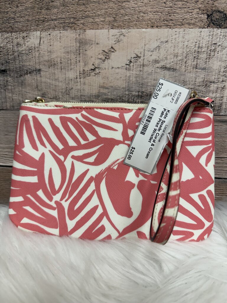 Kate Spade Coral & Cream Palm Print Wristlet