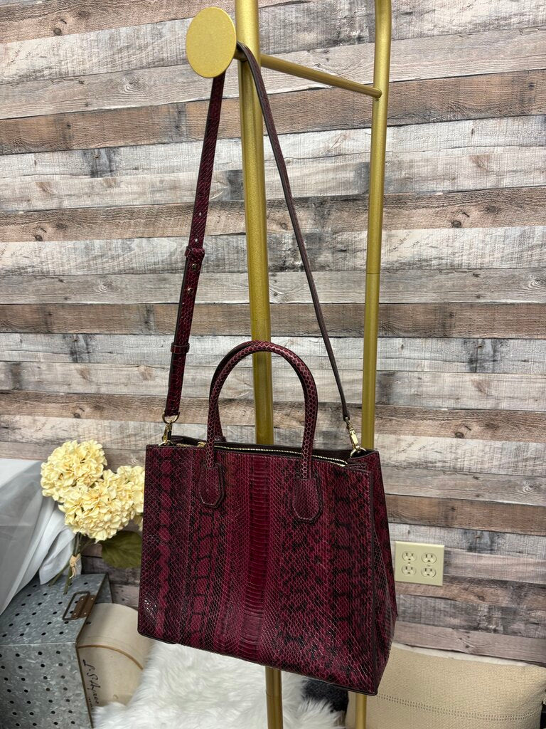 Michael Kors Burgundy Snakeskin Mercer Tote