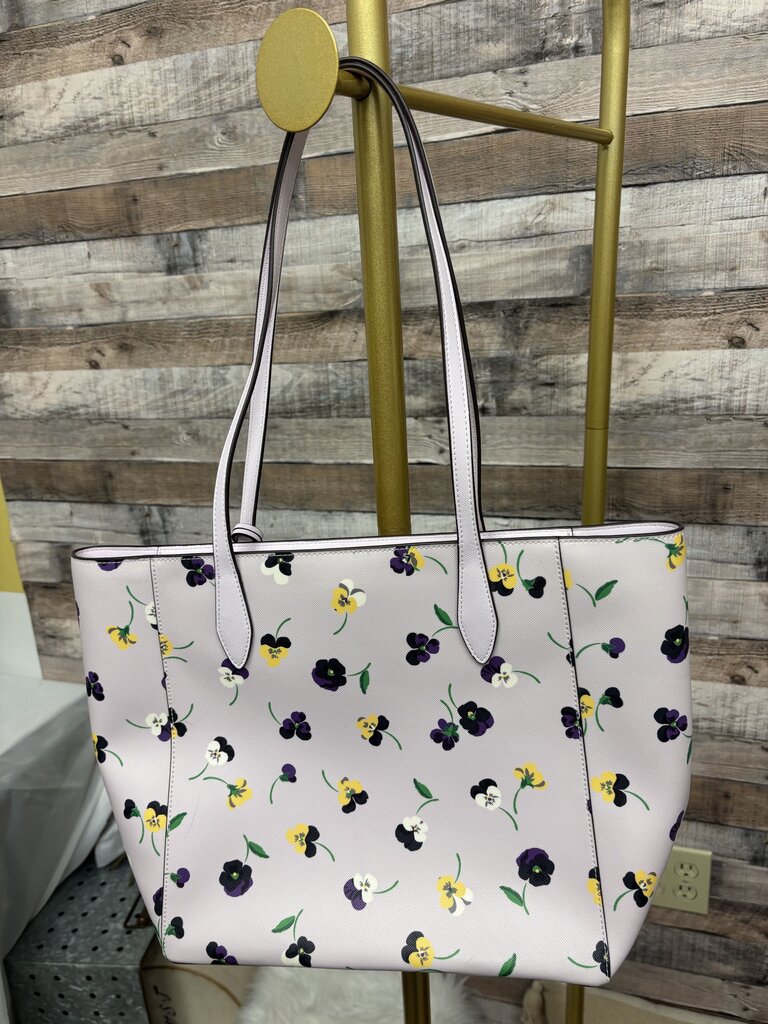 Kate Spade Pink w/Purple Pansy Floral Print Tote