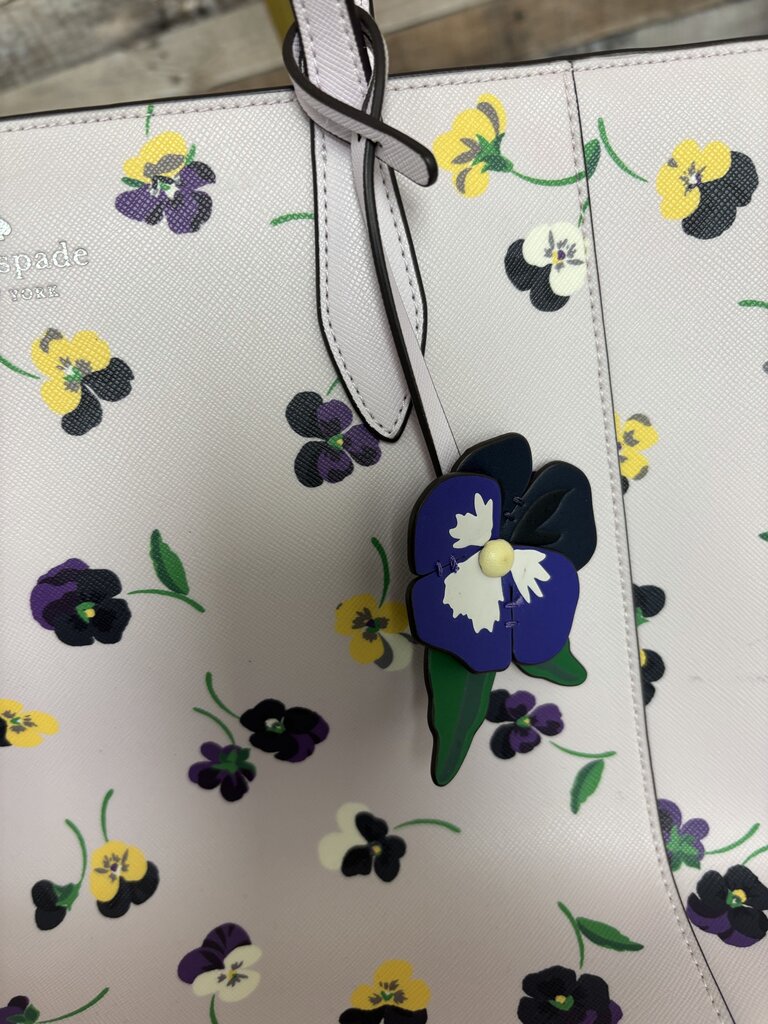 Kate Spade Pink w/Purple Pansy Floral Print Tote