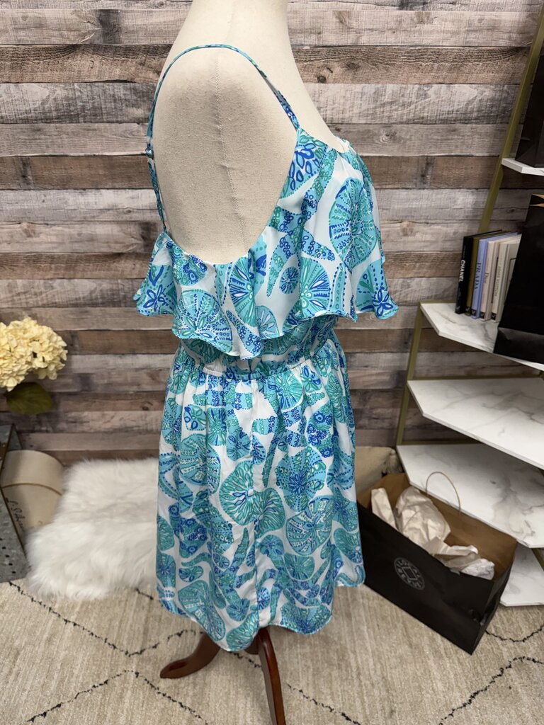 Lilly Pulitzer Aqua & White Sea Urchin Print Flutter Dress