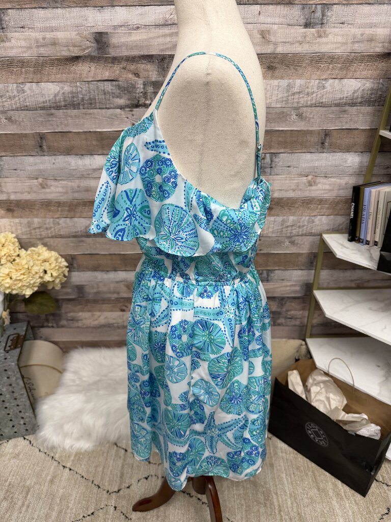 Lilly Pulitzer Aqua & White Sea Urchin Print Flutter Dress