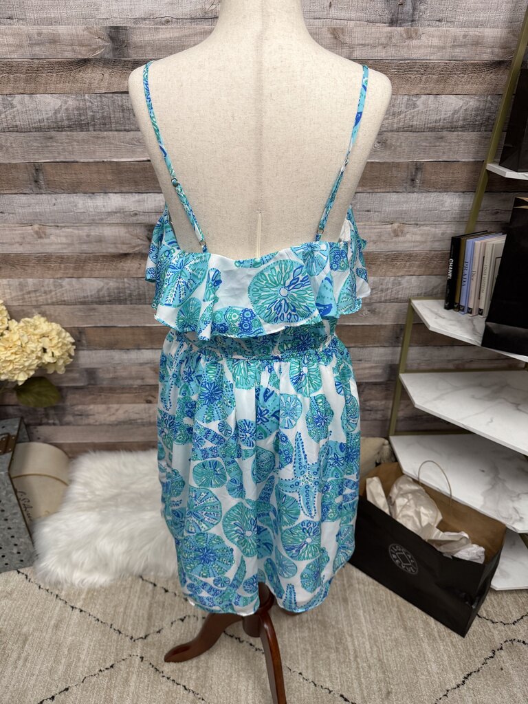 Lilly Pulitzer Aqua & White Sea Urchin Print Flutter Dress