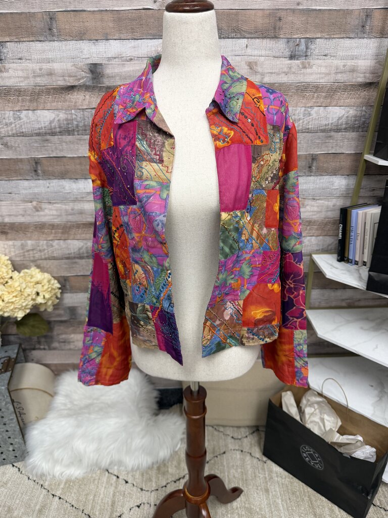 Chico's Bright Multi Color Patchwork Jacket