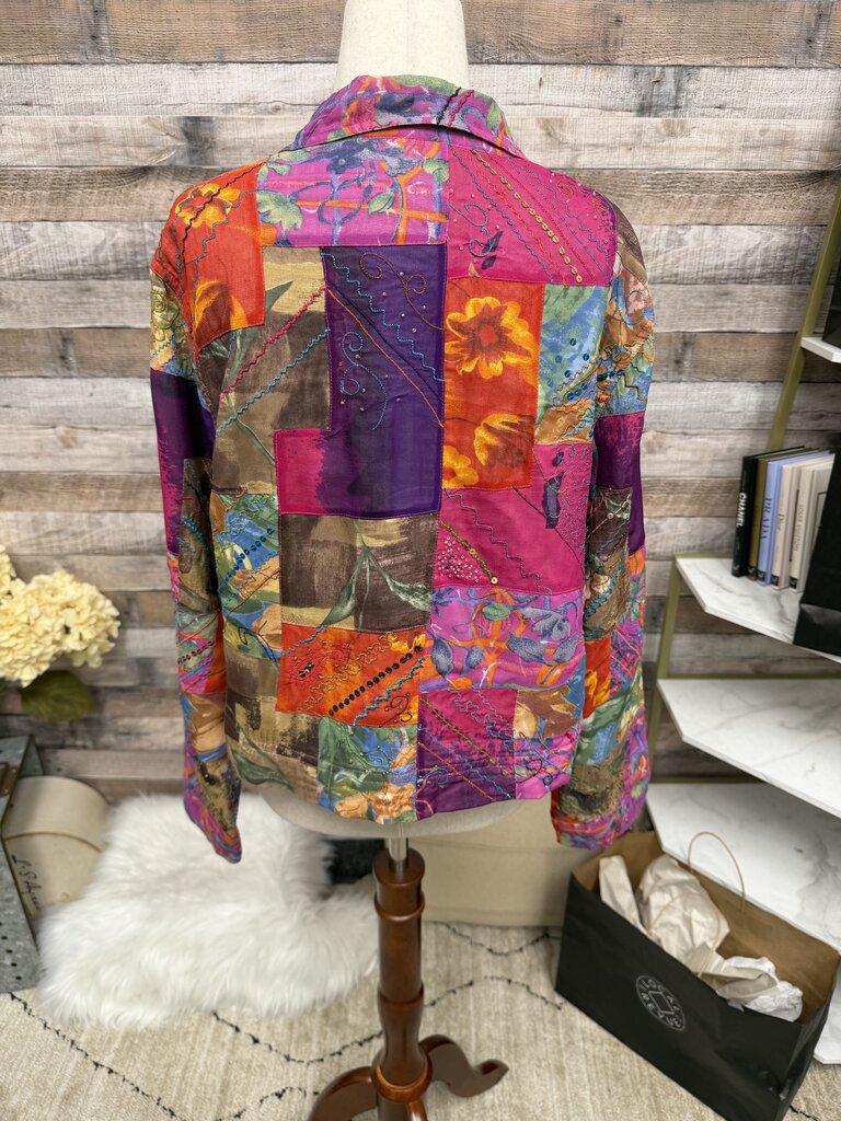 Chico's Bright Multi Color Patchwork Jacket