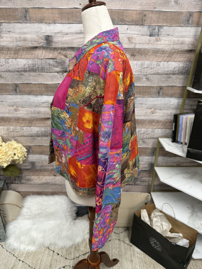 Chico's Bright Multi Color Patchwork Jacket
