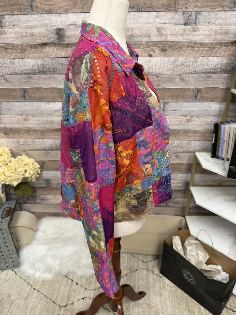 Chico's Bright Multi Color Patchwork Jacket