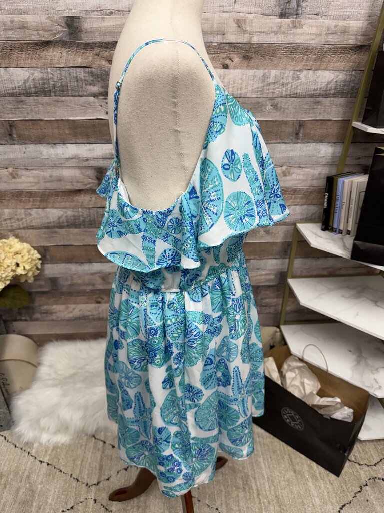 Lilly Pulitzer Aqua & White Sea Urchin Print Flutter Dress