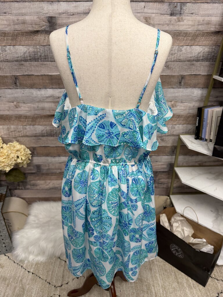 Lilly Pulitzer Aqua & White Sea Urchin Print Flutter Dress