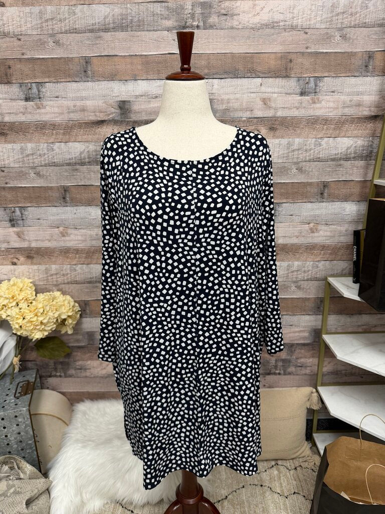 Alfani Black & White Polka Dot Tunic Top