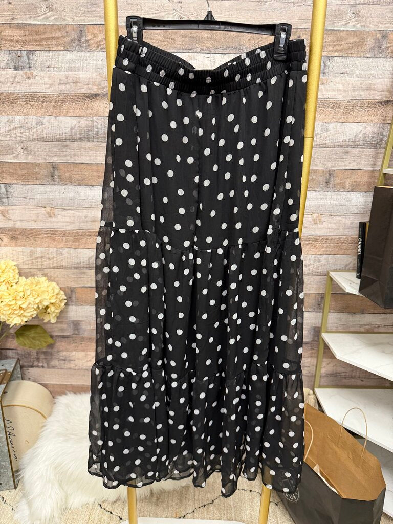 Tamara H Black & White Polka Dot Maxi Skirt