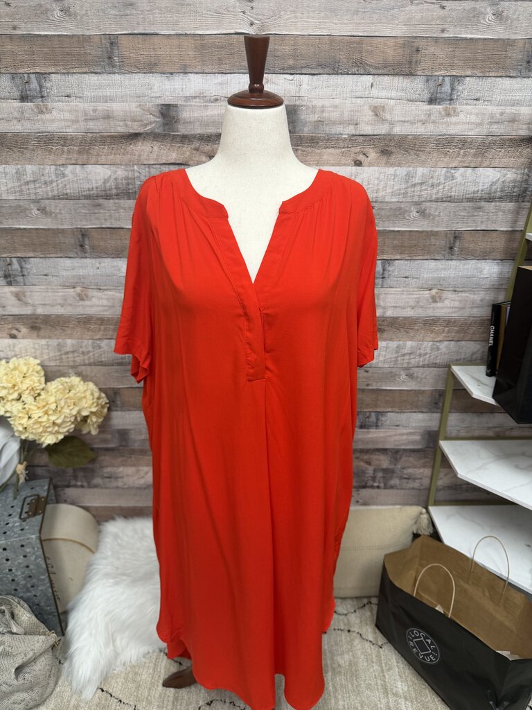 Jones & Co Red/Orange Linen Tunic Top