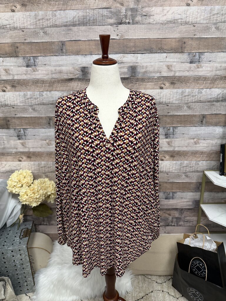Anne Klein Geometric Print Top With Neck Tie