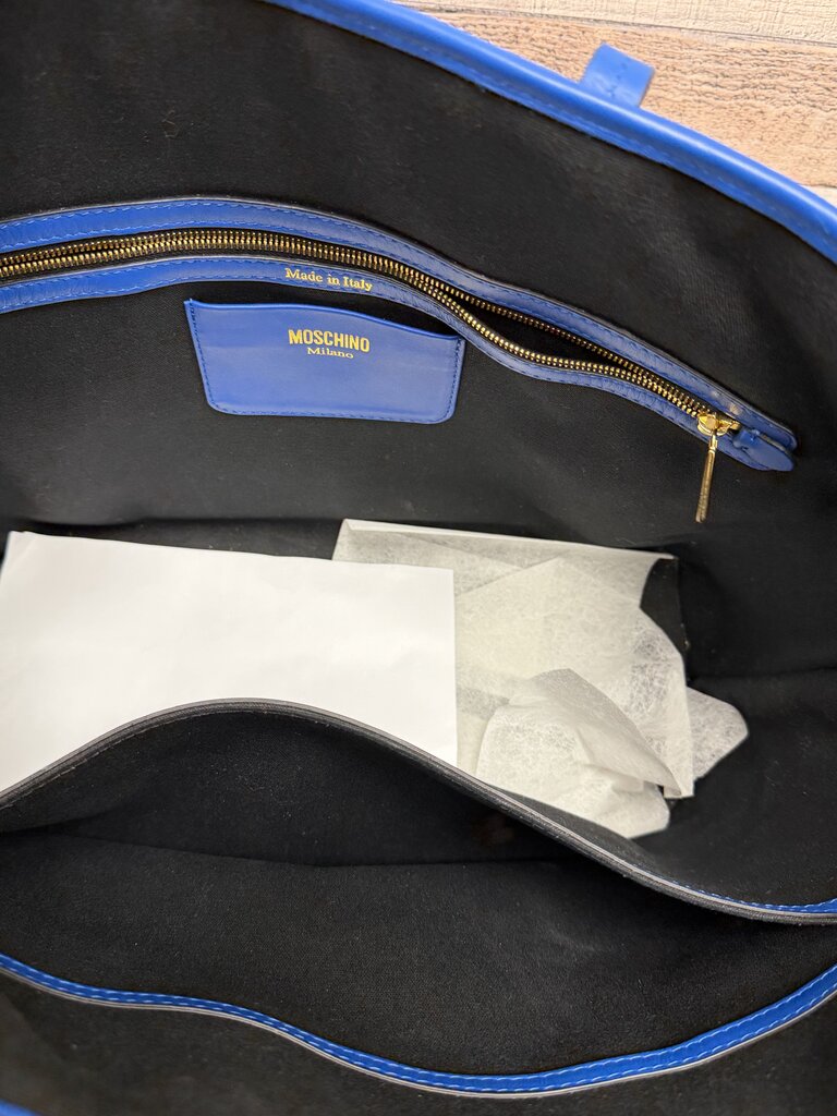 Moschino Milano Electric Blue Quilted M Large Tote