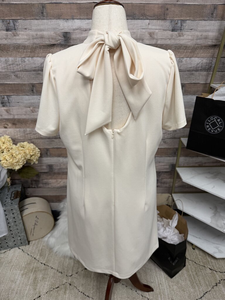 Anne Klein Cream Neck Gathered Dress