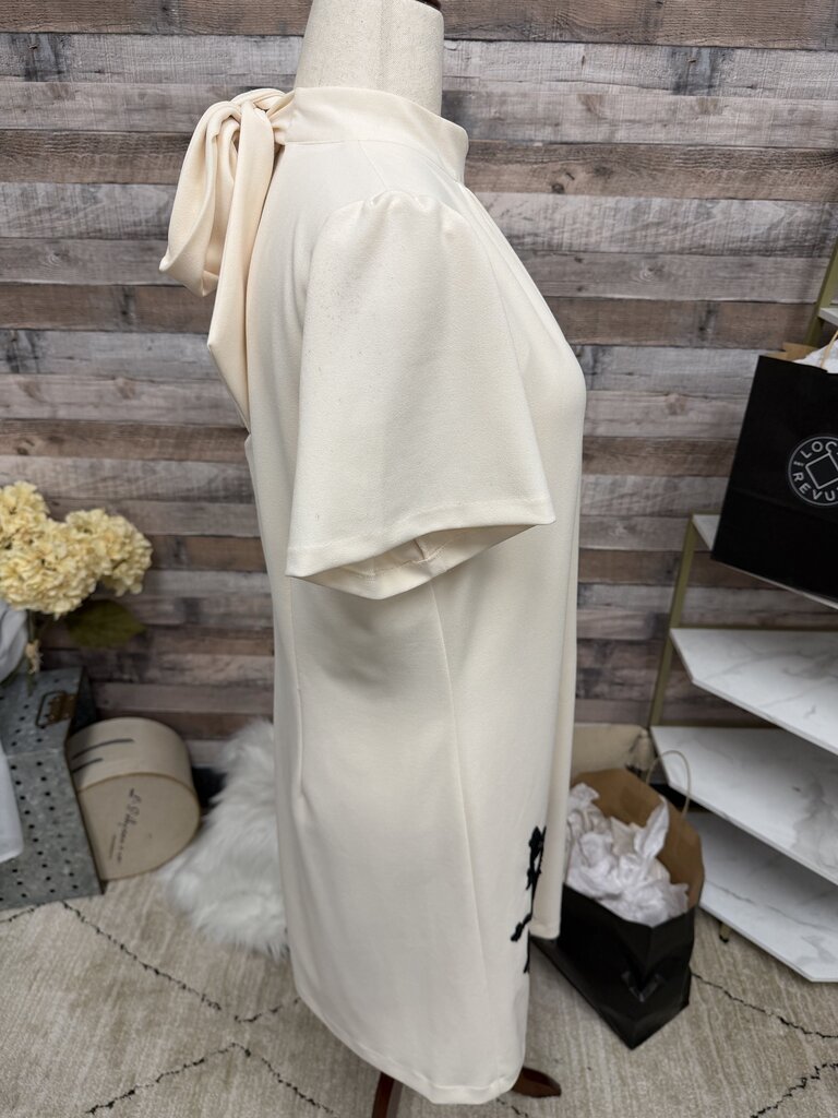 Anne Klein Cream Neck Gathered Dress