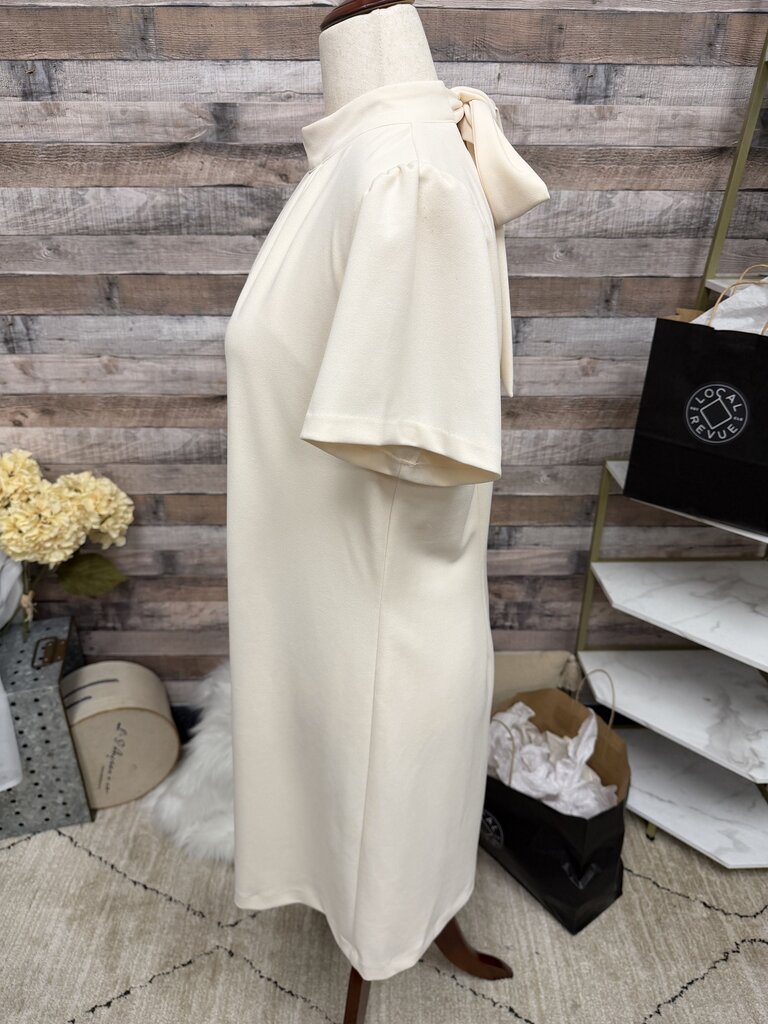 Anne Klein Cream Neck Gathered Dress