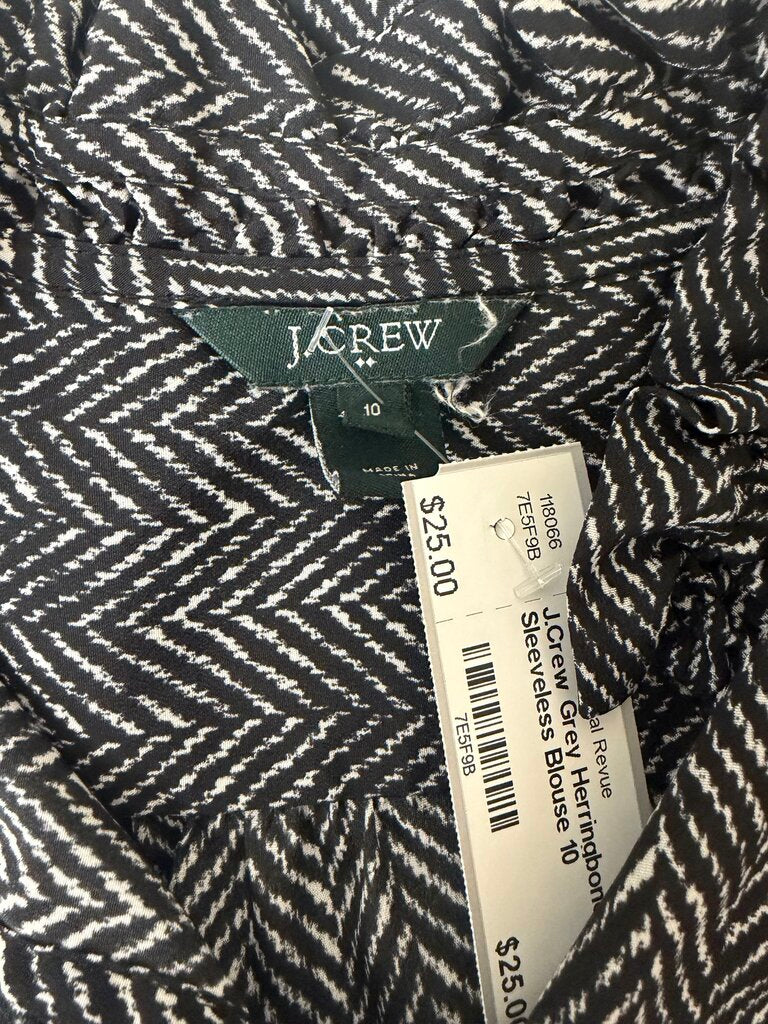 J.Crew Grey Herringbone Sleeveless Blouse