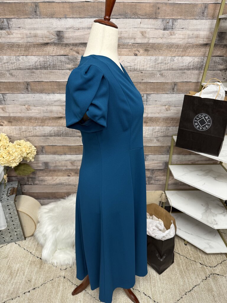 NWT Calvin Klein Blue Dress With Puff Sleeves