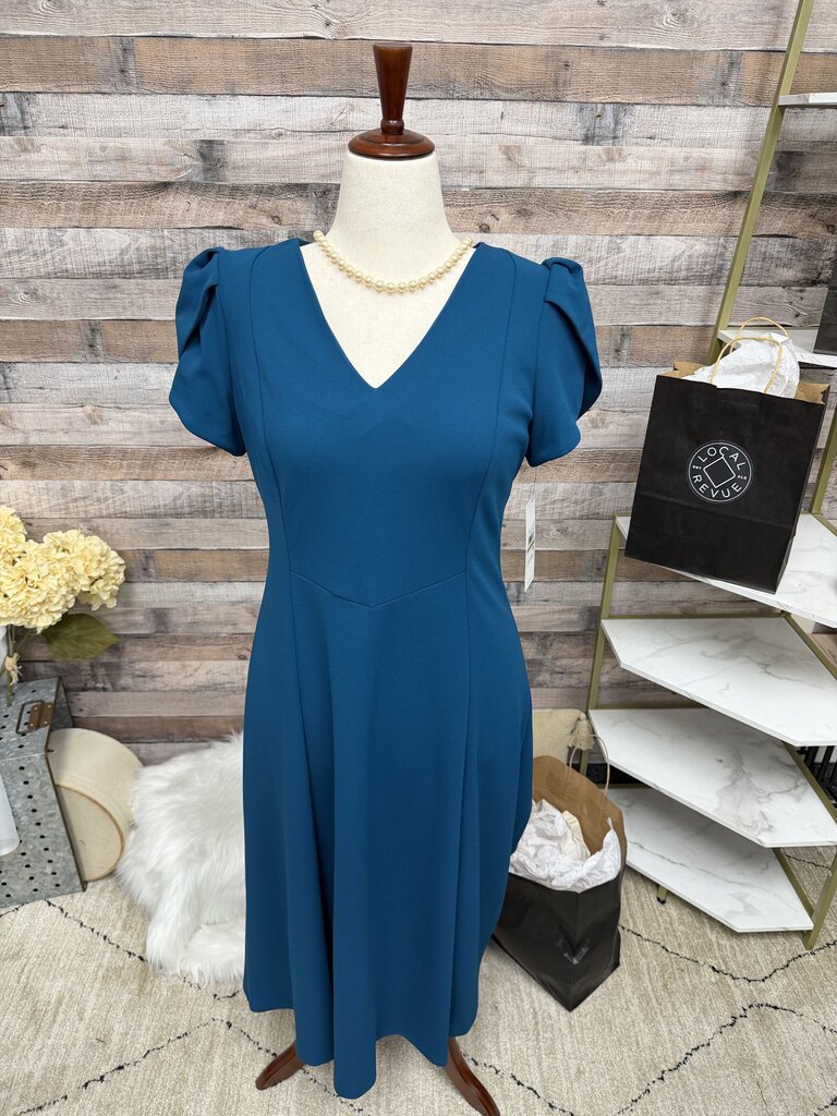 NWT Calvin Klein Blue Dress With Puff Sleeves