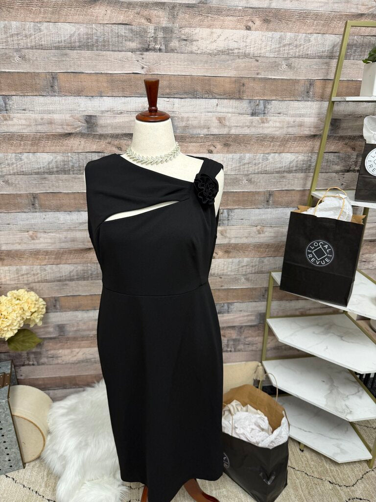 Calvin Klein Black Rose Detail Cocktail Dress
