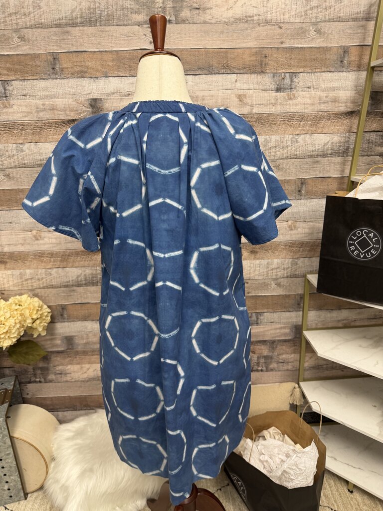 Apiece Apart Blue Shibori Circle Print Mini Dress